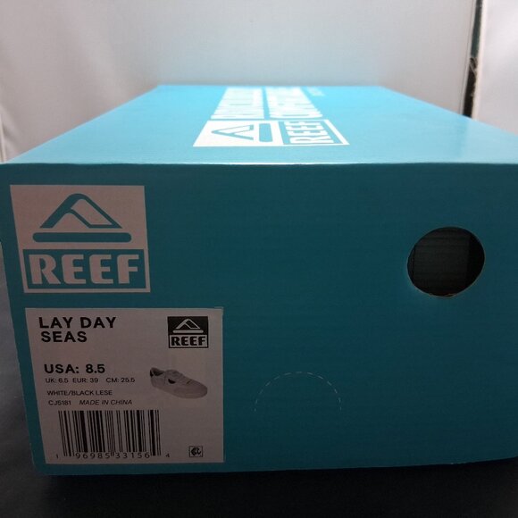 REEF LAY DAY SEAS Women’s White/Black Lese Size 8.5 CJ5181 New in Box - Picture 2 of 8